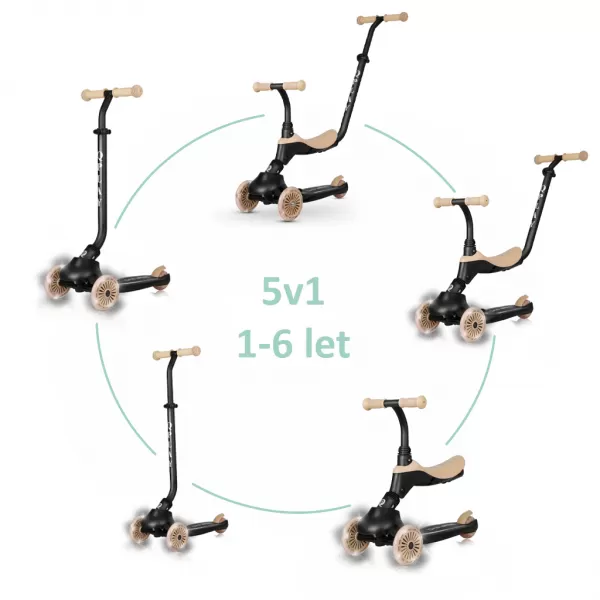 QPLAY Koloběžka / odrážedlo Sema Evo s LED světly, věk 1 - 6 let, do 50 kg