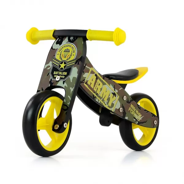 Milly Mally Dětské multifunkční odrážedlo kolo 2v1 JAKE Army