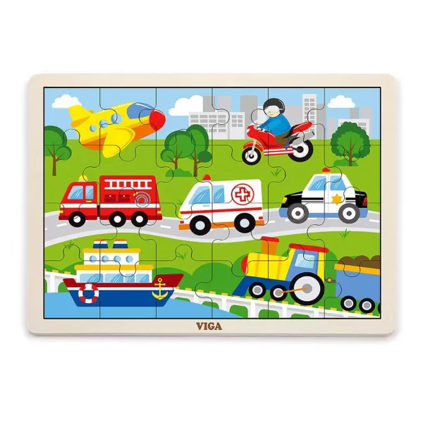 Viga Dětské dřevěné puzzle Vozidla