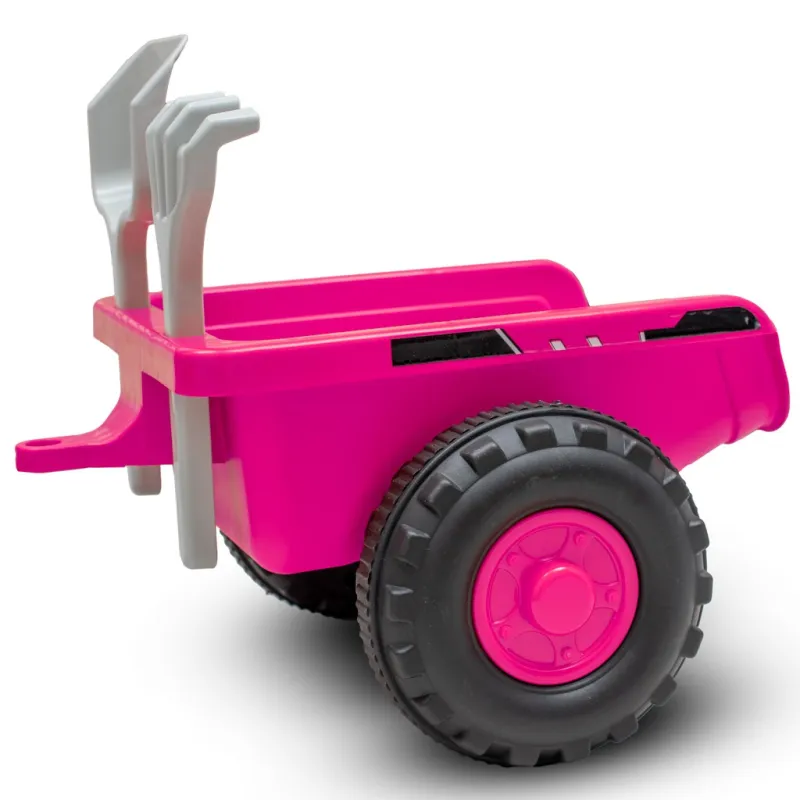 Baby Mix Dětské odrážedlo traktor s vlečkou Benny růžový