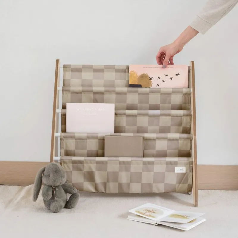 3 SPROUTS Stojan na knížky Recycled Checkerboard/Beige
