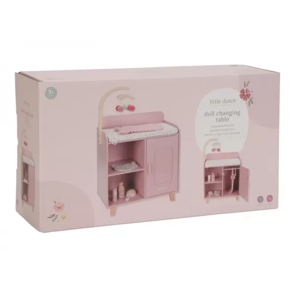 Little Dutch Přebalovací pult pro panenky dřevěný Soft Flowers