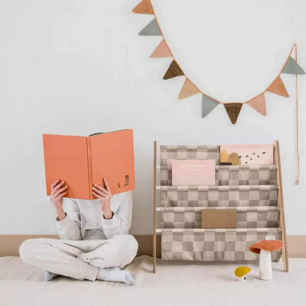 3 SPROUTS Stojan na knížky Recycled Checkerboard/Beige