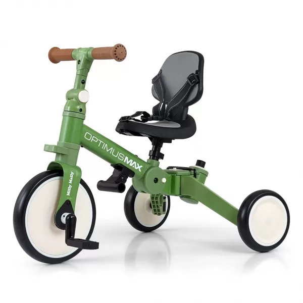 Milly Mally Dětská tříkolka 5v1 Optimus Max s vodící tyčí green