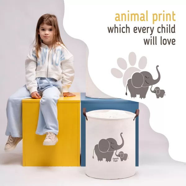 Sipo Koš na hračky se šňůrkou, skládací bavlněný / 43 l, Elephants