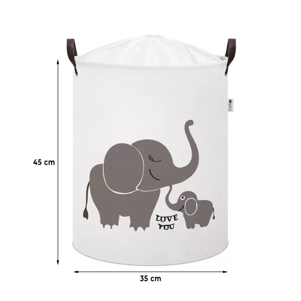 Sipo Koš na hračky se šňůrkou, skládací bavlněný / 43 l, Elephants