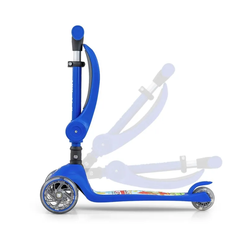 Milly Mally Tříkolová balanční koloběžka-scooter se sedátkem FUZZY blue