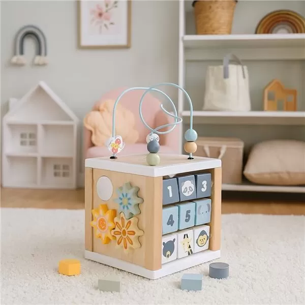 Baby Mix Dřevěná multifunkční kostka Safari Montessori