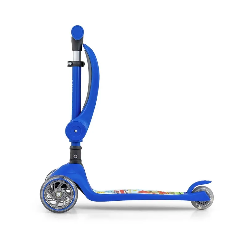 Milly Mally Tříkolová balanční koloběžka-scooter se sedátkem FUZZY blue