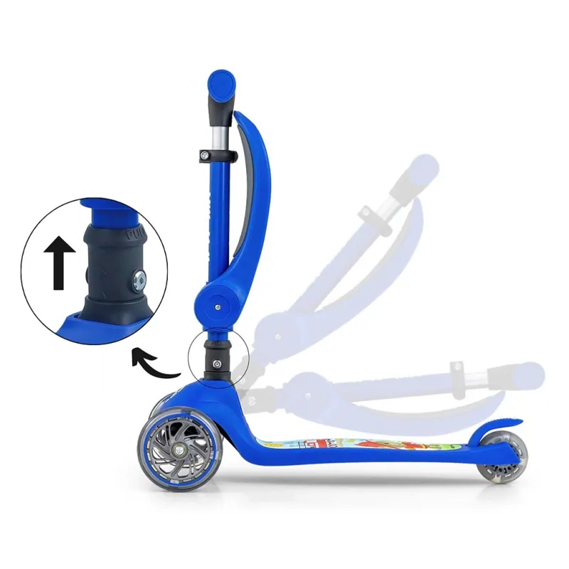 Milly Mally Tříkolová balanční koloběžka-scooter se sedátkem FUZZY blue