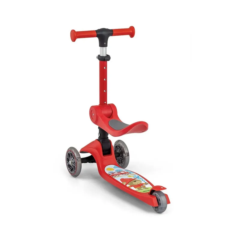 Milly Mally Tříkolová balanční koloběžka-scooter se sedátkem FUZZY red