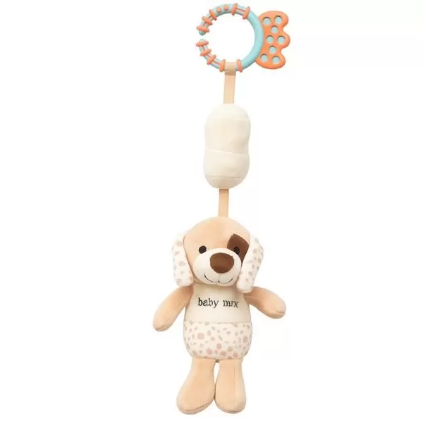 Baby Mix Edukační hrající plyšová hračka s klipem pes hnědý