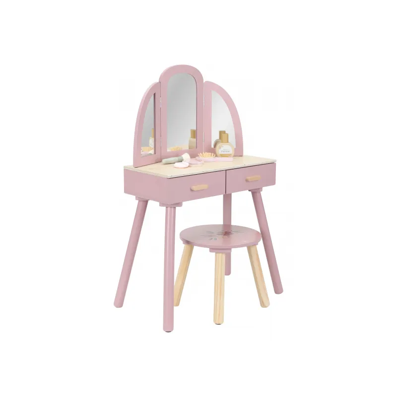 Little Dutch Toaletní stolek s židličkou dřevěný Pink