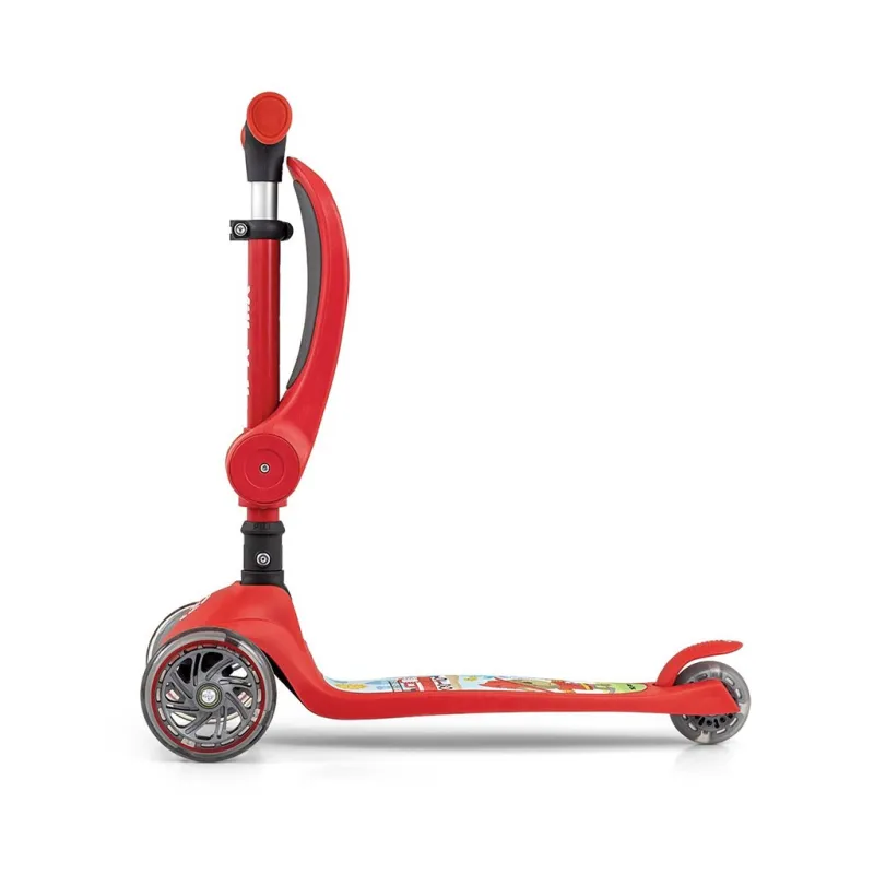 Milly Mally Tříkolová balanční koloběžka-scooter se sedátkem FUZZY red