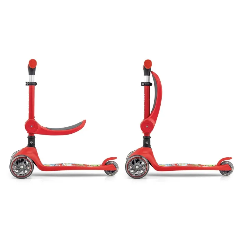Milly Mally Tříkolová balanční koloběžka-scooter se sedátkem FUZZY red