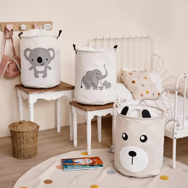 Sipo Koš na hračky se šňůrkou, skládací bavlněný / 43 l, Elephants