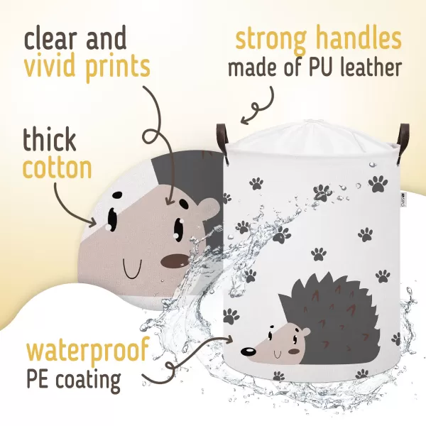 Sipo Koš na hračky se šňůrkou, skládací bavlněný / 43 l, Hedgehog