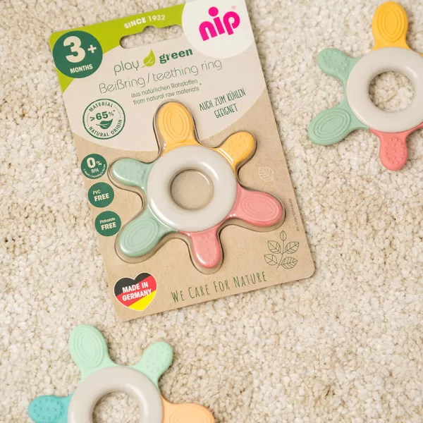 NIP NATURE PLAY kousátko chladící kroužek, 3m+, red-green-orange