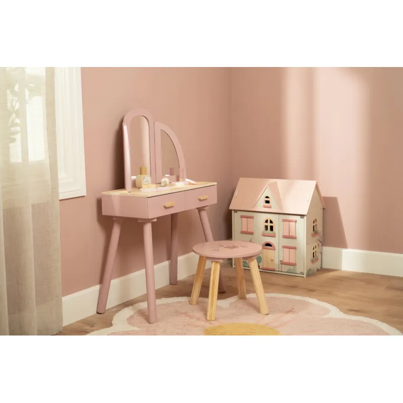 Little Dutch Toaletní stolek s židličkou dřevěný Pink