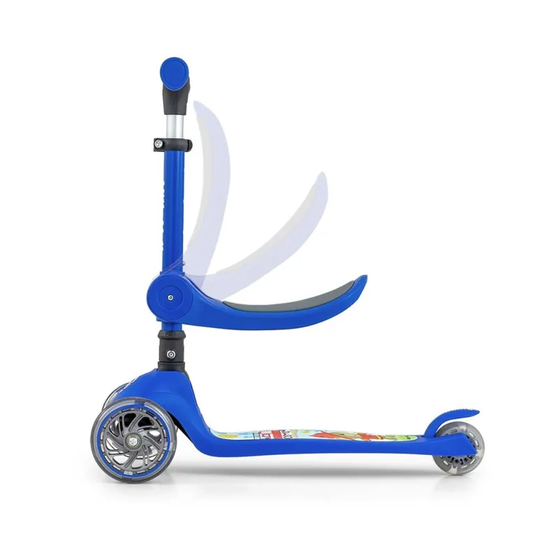 Milly Mally Tříkolová balanční koloběžka-scooter se sedátkem FUZZY blue