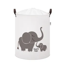 Sipo Koš na hračky se šňůrkou, skládací bavlněný / 43 l, Elephants