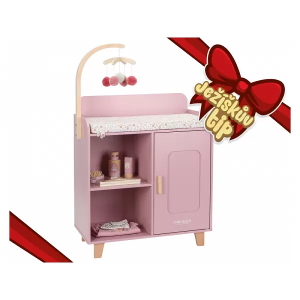 Little Dutch Přebalovací pult pro panenky dřevěný Soft Flowers