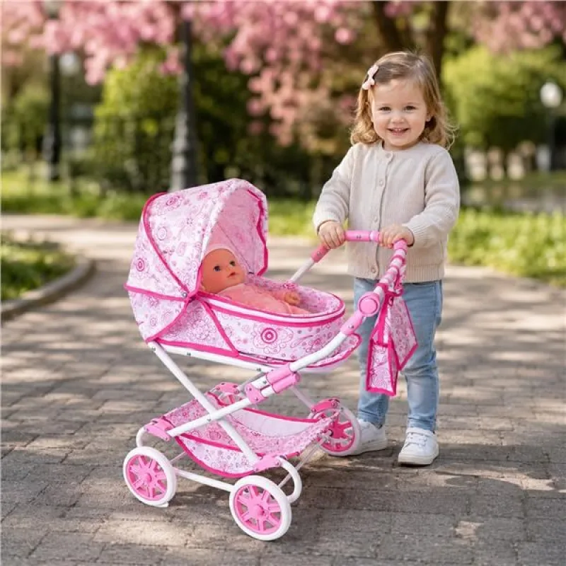 New Baby Dětský kočárek pro panenky 2v1 Monika Flowers