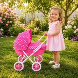 New Baby Dětský kočárek pro panenky Anička růžový