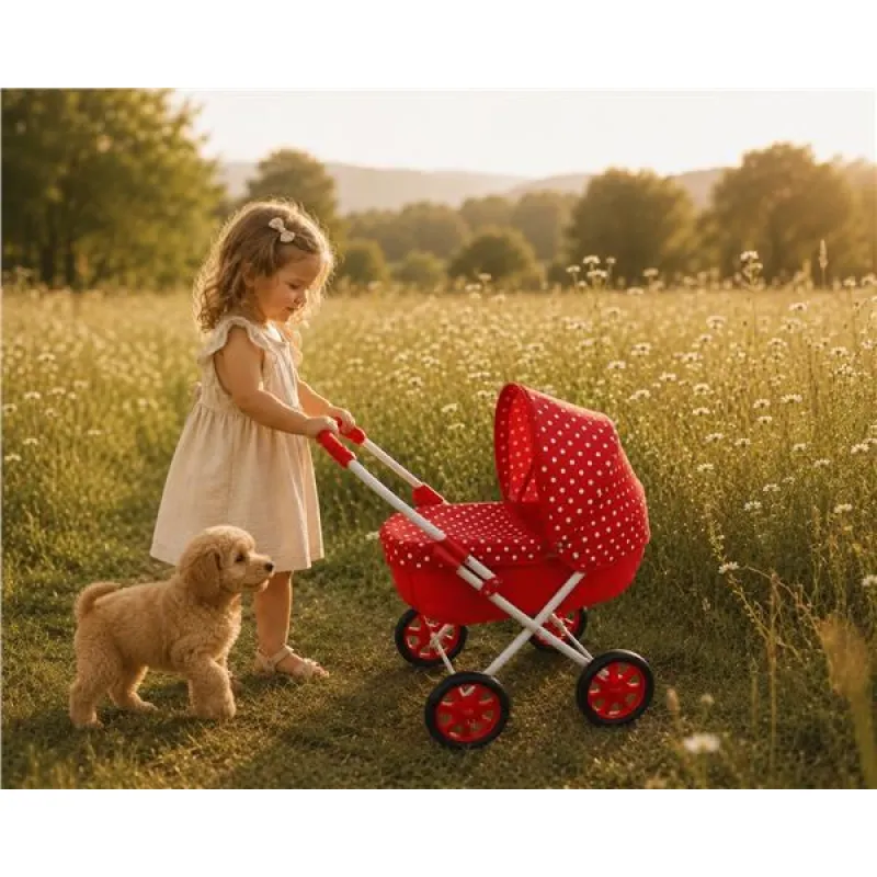 New Baby Dětský kočárek pro panenky Anička red