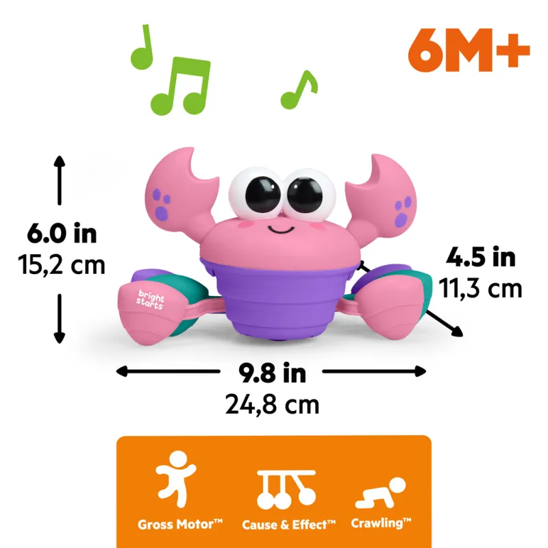 BRIGHT STARTS Hračka hudební a multisenzorická Rockin' Crawling Crab™ - 6m+