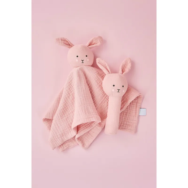 JABADABADO Dárková sada s chrastítkem Bunny Pink