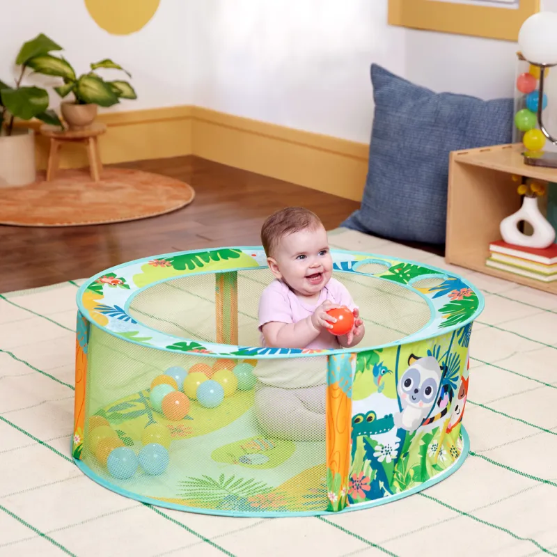 BRIGHT STARTS Hrací bazének s míčky Rowdy Rainforest™ Stow & Go, 6m+