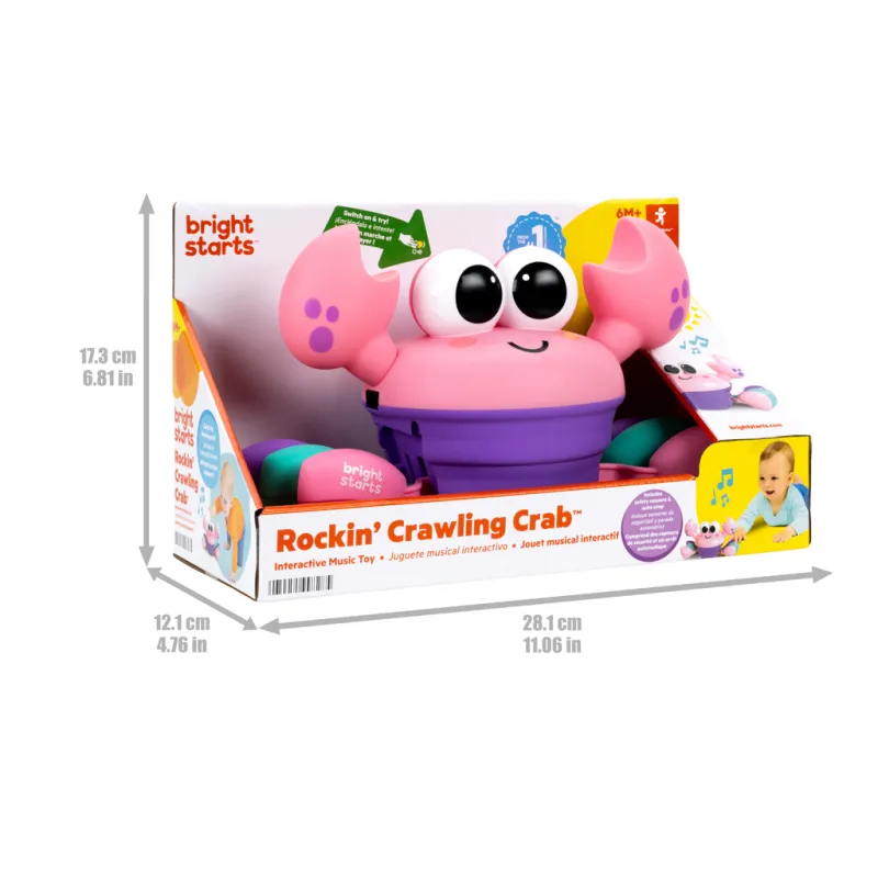 BRIGHT STARTS Hračka hudební a multisenzorická Rockin' Crawling Crab™ - 6m+