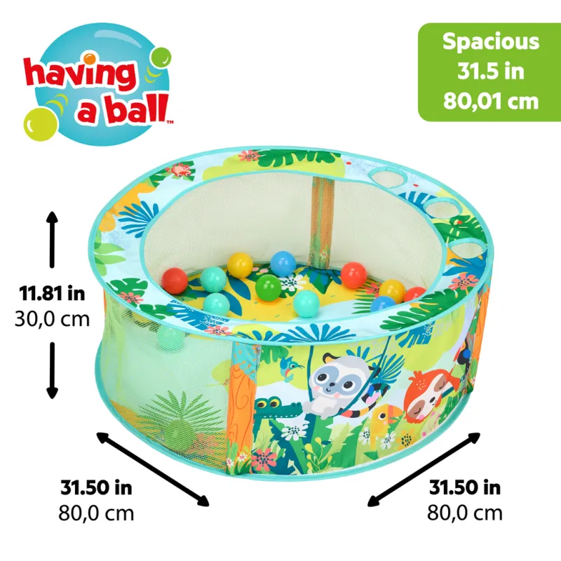 BRIGHT STARTS Hrací bazének s míčky Rowdy Rainforest™ Stow & Go, 6m+