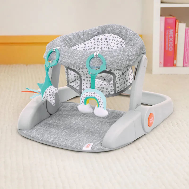 BRIGHT STARTS Křesílko učicí s hračkami připravené na cestování Learn-to-Sit™ Grey, 4m+