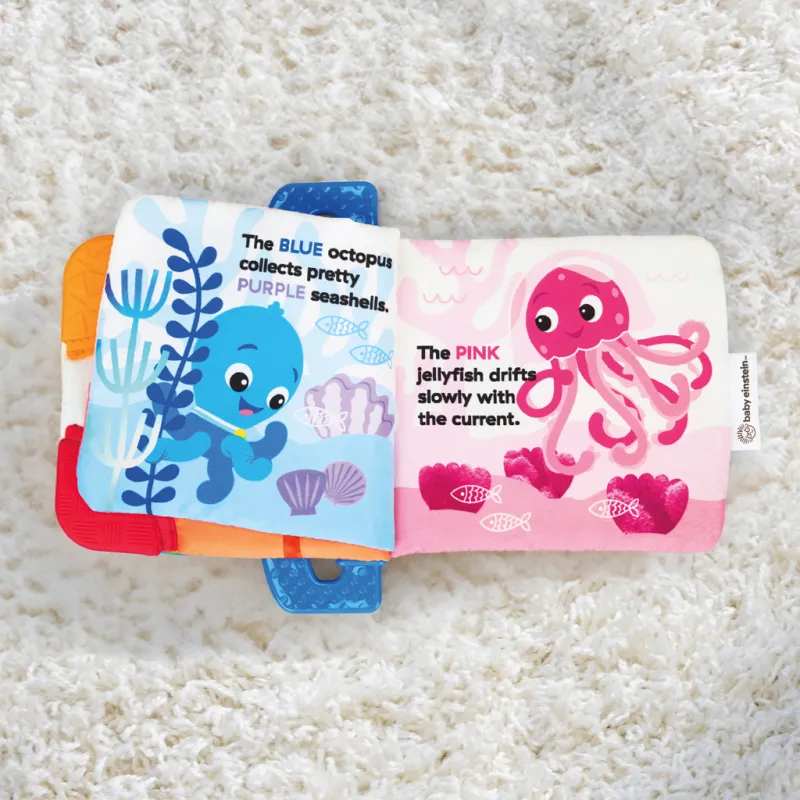 BABY EINSTEIN Knížka měkká s kousátky a texturami Shades of the Sea™, 0m+