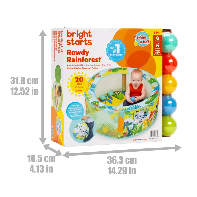 BRIGHT STARTS Hrací bazének s míčky Rowdy Rainforest™ Stow & Go, 6m+