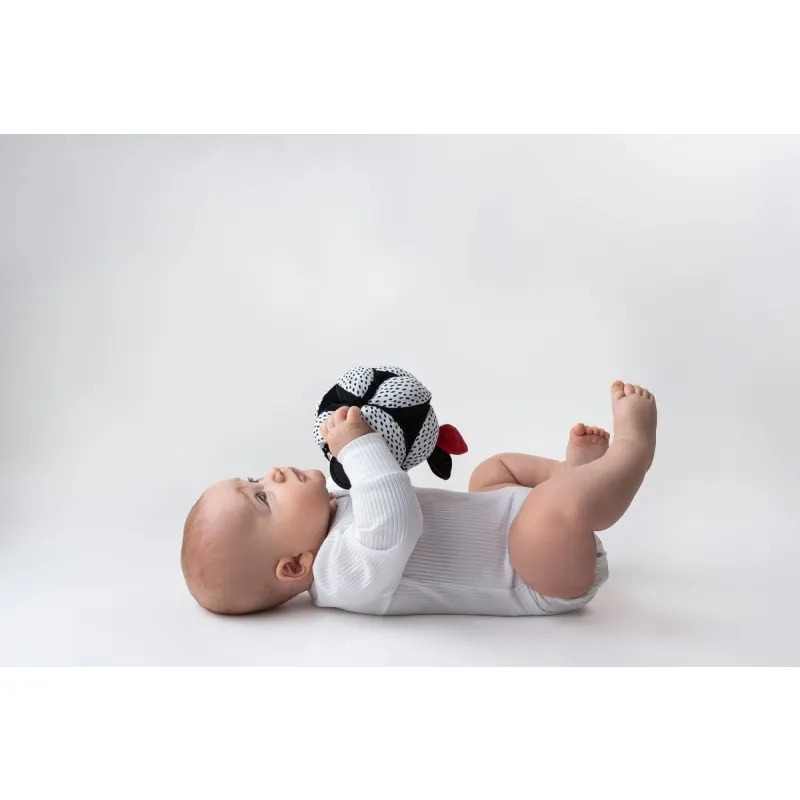 MOMS CARE Montessori míček se zrcátkem White & Black