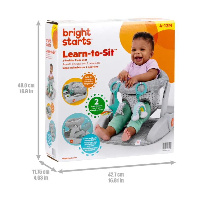 BRIGHT STARTS Křesílko učicí s hračkami připravené na cestování Learn-to-Sit™ Grey, 4m+