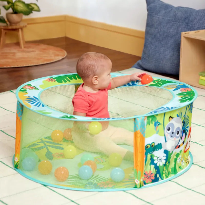 BRIGHT STARTS Hrací bazének s míčky Rowdy Rainforest™ Stow & Go, 6m+