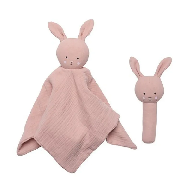 JABADABADO Dárková sada s chrastítkem Bunny Pink
